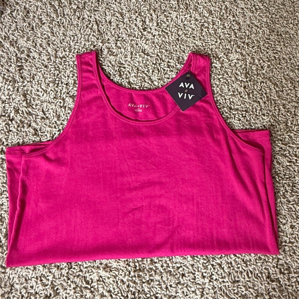 NWT Ava & Viv Plus Size Tank Top 3X Pink Scoop Neck Sleeveless Womens Layering - Picture 5 of 8